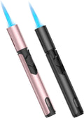 Torch Lighters Butane Lighter 2 Pack Windproof Adjustable Jet Flame Torch Lighter, Butane Refillable Gas Torch Lighter for Candles Grill BBQ Fireplaces Camping (Rose/Black)