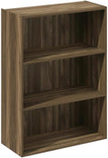 Furnifact Columbia Walnut Open Shelf Bookcase with 3-Tier Design, Durable Wood Construction for Home Office, Living Room Storage and Organization