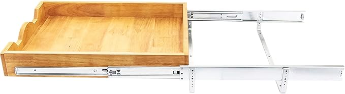 DINDON 1 Tier Pull Out Cabinet Organizer (11" W x 21" D) Single Tier Heavy Duty Sliding Wood Drawer Under Cabinet Shelf Organization Storage