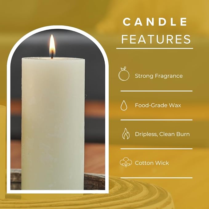 Simply Soson Citrus Scented Candle - 1 Piece 3x6 Ivory Pillar - Aromatherapy Gift for Home and Women