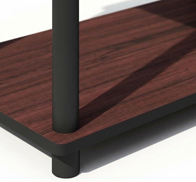 Furnifact Dark Cherry Black Bookcase with Wooden Shelves, Sturdy Construction, Elegant Finish for Home or Office Storage