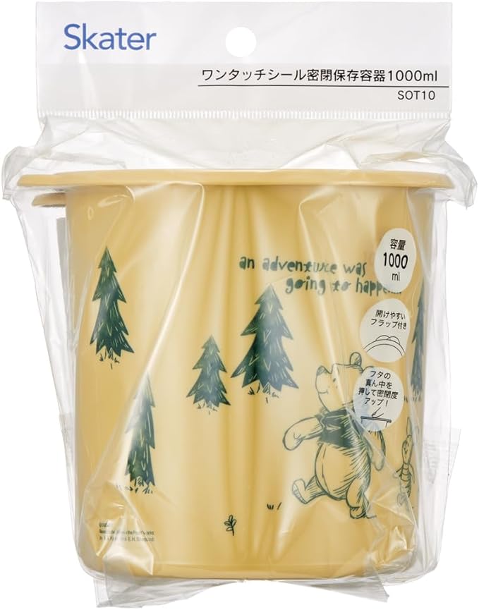 Skater SOT10-A One-Touch Seal Container, Large, 33.8 fl oz (1,000 ml), Airtight Container, Storage Container, Disney Winnie the Pooh