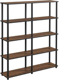 Furnifact Columbia Walnut Black Bookcase with Durable Wood Construction, Single Piece Design for Stylish Storage and Organization