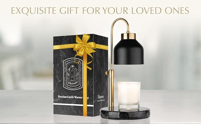 Marble Candle Warmer Lamp with Timer & Dimmer - Adjustable Height Electric Wax Melt Warmer fit for All Jar Candle Sizes, Premium Marble Base - Flameless Fragnance Lamp for Home Decor & Gifts