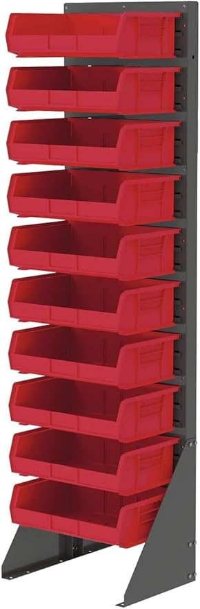 Akro-Mils 30255 AkroBins Plastic Storage Bins, Space-Saving Stackable Bins for Garage, Pantry, Craft Organization, 11" x 16" x 5", Red, 6-Pack