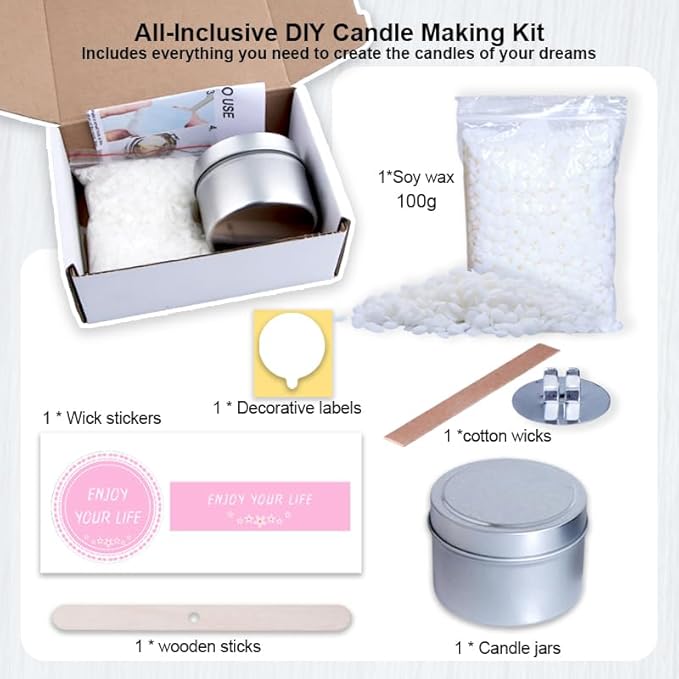 DIY Candle Making Supplies for Adults and Beginners, Including Soybean Wax, Exquisite Stickers, Candle Jars, Wicks, and Homemade Candle jar Sets with Essential Oils.