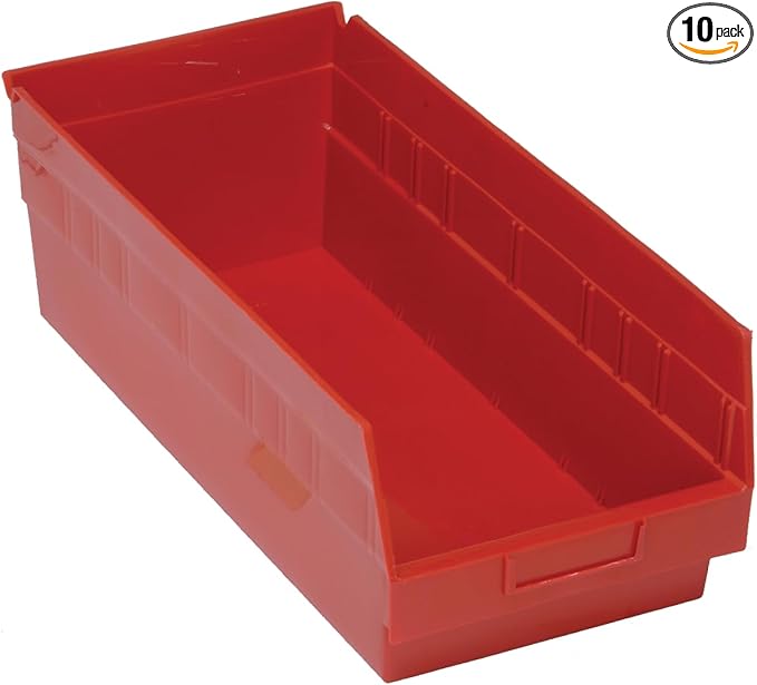 QUANTUM STORAGE SYSTEMS QSB208RD STORE-MORE Part Organizer Red Bins 18" L x 9" W x 6" H 10 Pack