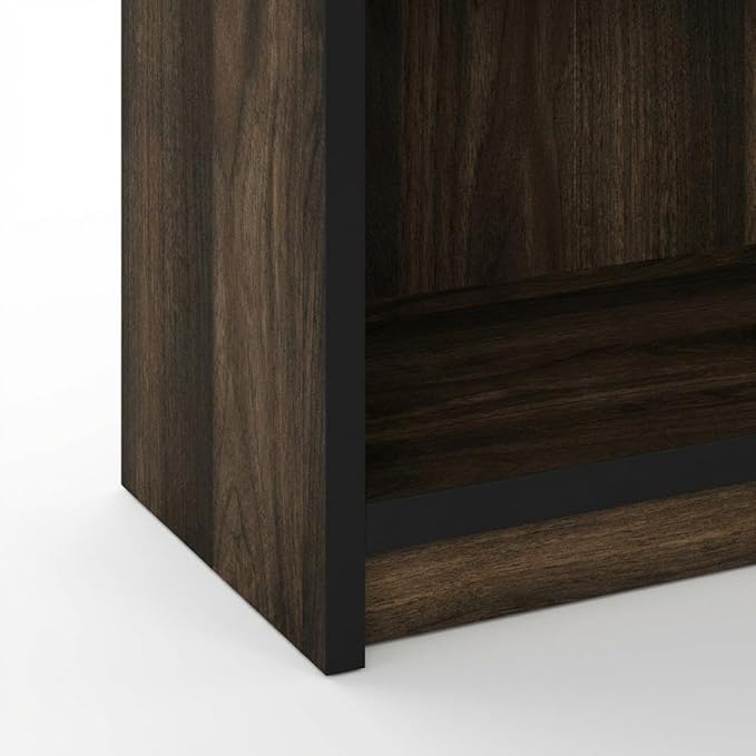 Furnifact Walnut 3-Tier Adjustable Shelf Bookcase, Durable Wood, Versatile Storage, Stylish, Ideal for Home or Office