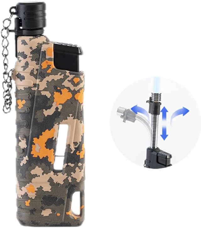 Navpeak Torch Lighter Flexible Wand Telescopic Windproof Jet Flame Lighters Butane Refillable for for Candle Kitchen Outdoor Grill Fireplace Camping(Buatne Not Included)(Camouflage Yellow)
