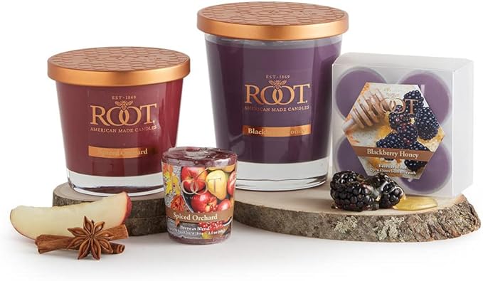 Root Candles Fall Scented Votive Candles Beeswax Blend Premium Handcrafted 20-Hour Votives, 18-Count, Spiced Orchard