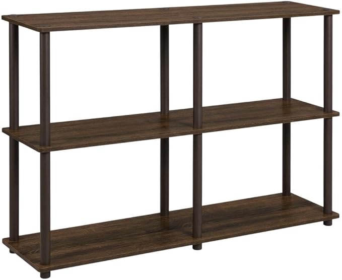 Furnifact Walnut Brown Bookcase with Classic Design, Solid Wood Construction, Adjustable Shelves, Durable Finish, Suitable for Living Room or Office Use