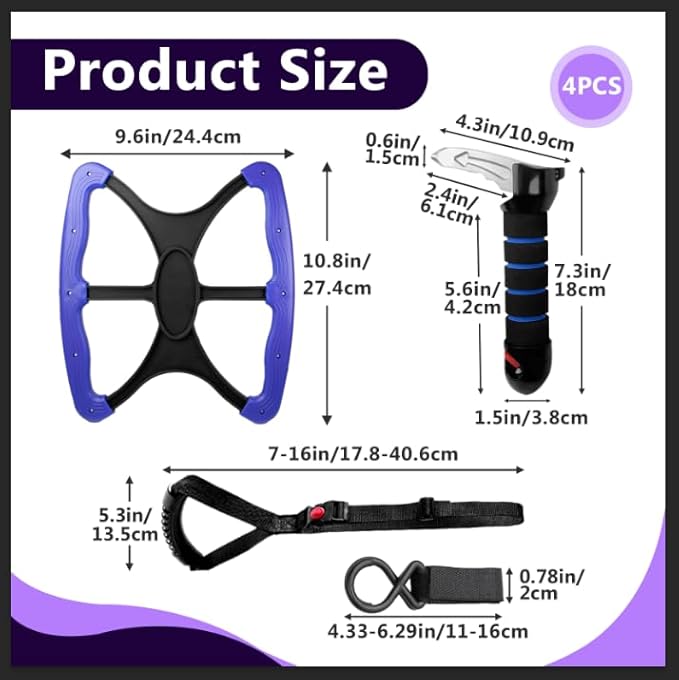 4-in-1 Mobility Independence Set, Incl Car Door Handle For Elderly, Portable Standing Aid, Adjustable Car Door Handle with Lift Assist Hook, Car Door Assist Handle for Elderly, Disabled and Pregnant