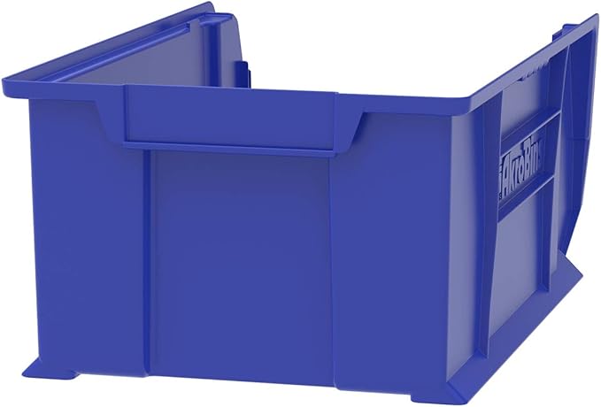 Akro-Mils 30281 Super-Size AkroBins Plastic Storage Bins, Space-Saving Stackable Bins for Garage, Classroom, Warehouse Organization, 20" L x 12" W x 8" H, Blue, 3-Pack
