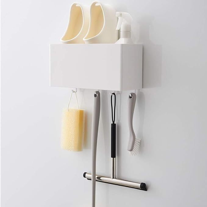 Yamazaki 4850 Magnetic Storage Basket Tower White Approx. 11.8 x 4.7 x 5.5 inches (29.5 x 12 x 14 cm) Tower Accessory Storage Hook Included
