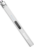2 PCS Electric Lighter, Rechargeable Arc Lighter, 360° Flexible Neck Flameless Grill Long Lighters for Candle Aromatherapy Camping BBQ Gas Stoves-Silver