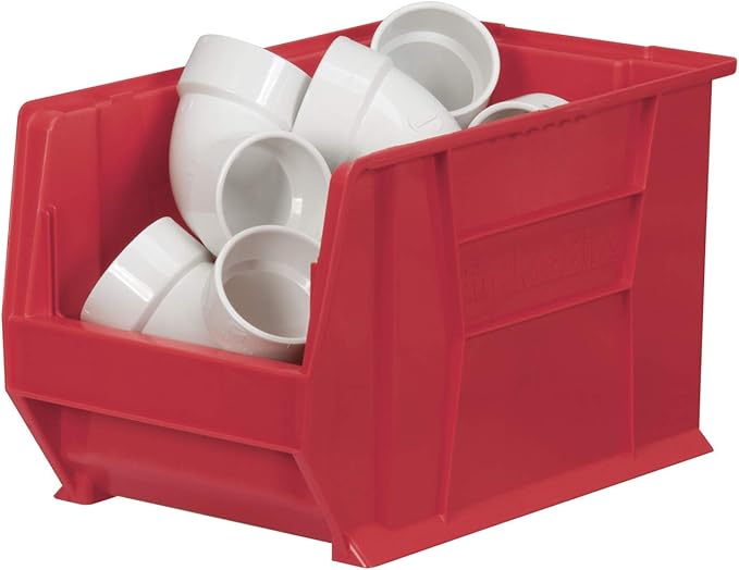 Akro-Mils 30282 Super-Size AkroBins Plastic Storage Bins, Space-Saving Stackable Bins for Garage, Classroom, Warehouse Organization, 20" L x 12" W x 12" H, Red, 2-Pack