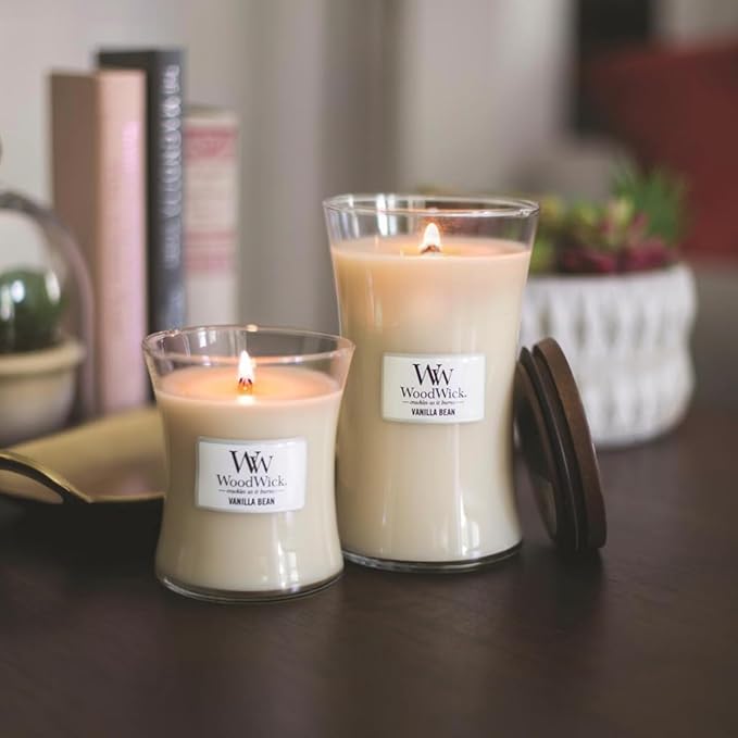 WoodWick Vanilla Bean Glass Jar Scented Candle, Large 22 oz.