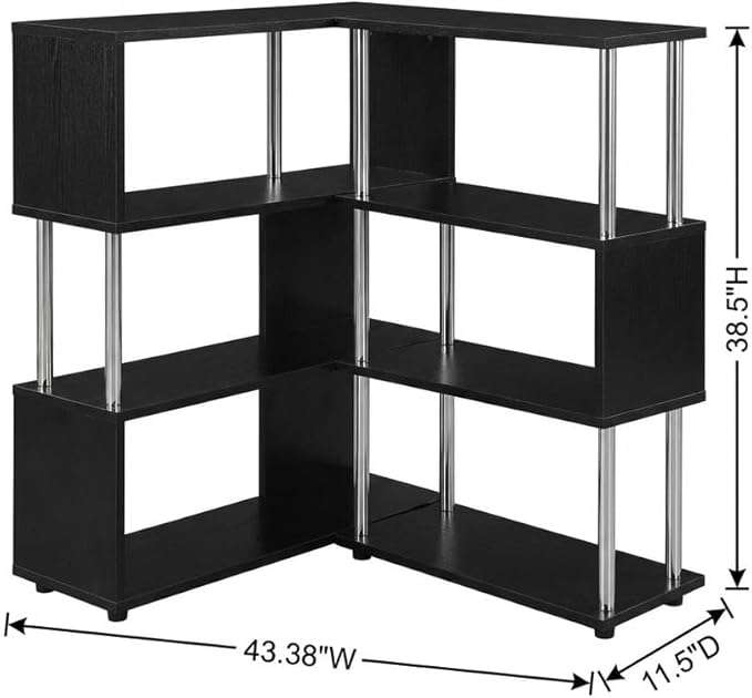 Furnifact Dark Brown Three-Shelf Modern Bookcase with Engineered Wood and Steel Construction, Transitional Style, Stylish Storage Solution