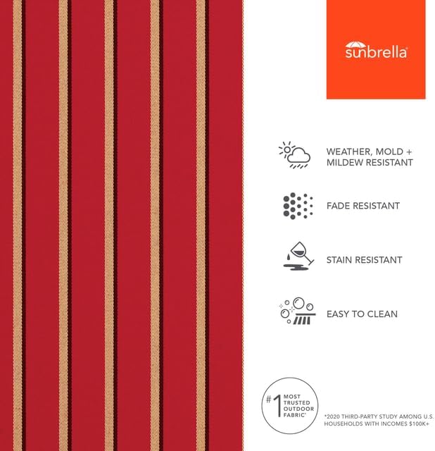 Sunbrella Outdoor Fabric by The Yard | Harwood Crimson (Striped) | Official Sunbrella Seller | Indoor or Outdoor Upholstery Fabric for Chairs, Cushions, Drapery, Pillows, Furniture