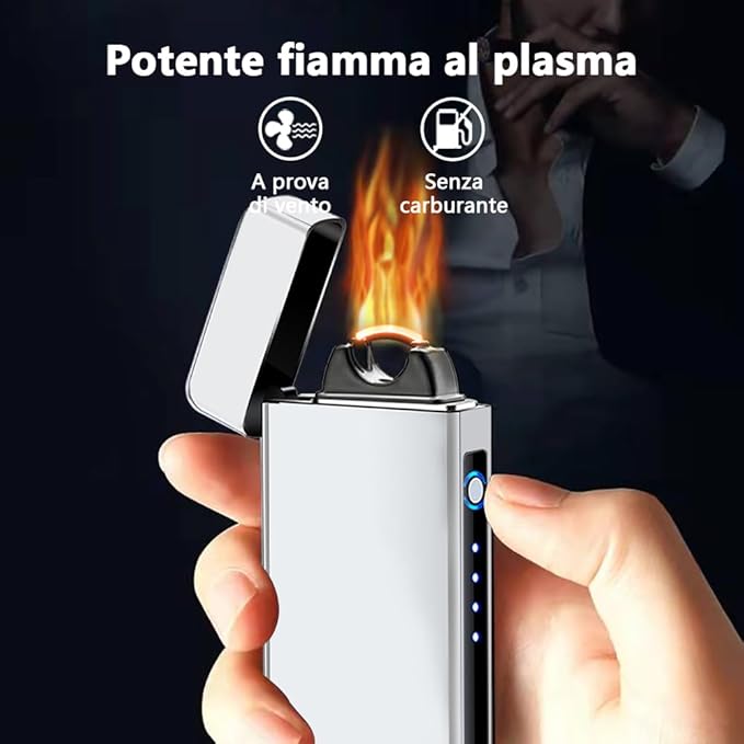 YOZWOO Electric Lighter Rechargeable, High Power Flame Arc Lighter, USB Lighters with LED Battery Indicator, Windproof Electronic Lighters for Candle Camping with Gift Box (White)