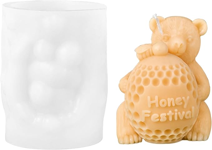 Bear Honeycomb Candle Mold for DIY Candle Making Resin Casting Plaster Polymer Clay– Perfect for Honey Festival and Gifts