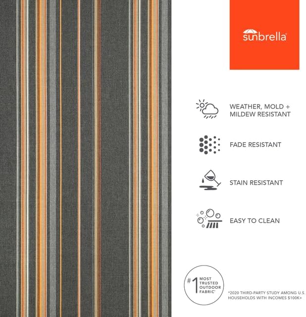 Sunbrella Outdoor Fabric by The Yard | Stanton Greystone (Striped) | Official Sunbrella Seller | Indoor or Outdoor Upholstery Fabric for Chairs, Cushions, Drapery, Pillows, Furniture