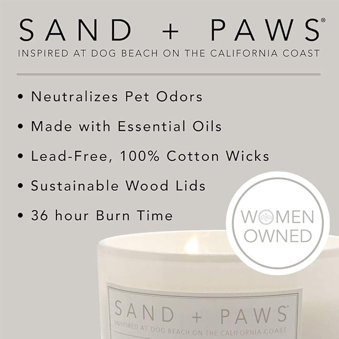 Sand + Paws Scented Candle -Balsam Cedar- Luxurious Air Freshening Jar Candles Neutralize pet Odors and Enhance Home décor – 100% Cotton Lead-Free Wicks - 12 oz
