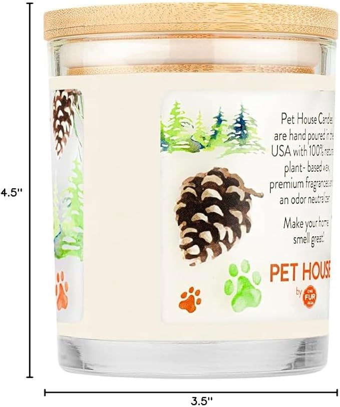 Pet House Pet Odor Candle Plant Based Scented Candle Clean Burning, Long Lasting for Home, Evergreen Forest