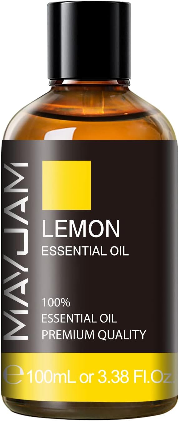 Lemon Essential Oil, MAYJAM Large Volume Pure Essential Oils with Glass Dropper, Lemon Oil Essential Oils for Aromatherapy Diffusers DIY, 100ml