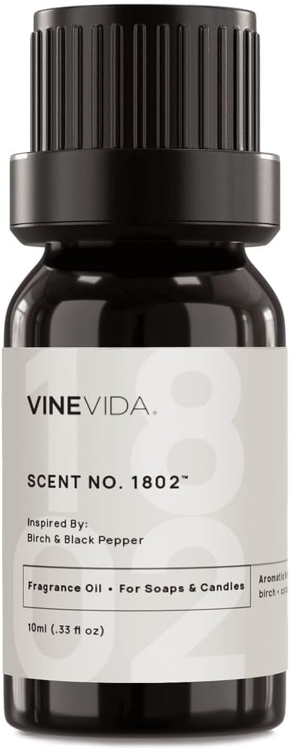 VINEVIDA [10mL] Birch & Black Pepper Fragrance Oil for Candle Making - Natural Candle Oil Scents - Soap Making Essential Oil - Made in USA