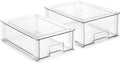 Isaac Jacobs Stackable Organizer Drawer Set (1 Medium, 1 Large), Clear Plastic Storage Boxes, Pull-Out Bins, Home, Office, Closet, Shoes, BPA-Free, Food/Fridge/Freezer Safe (1 Medium, 1 Large)