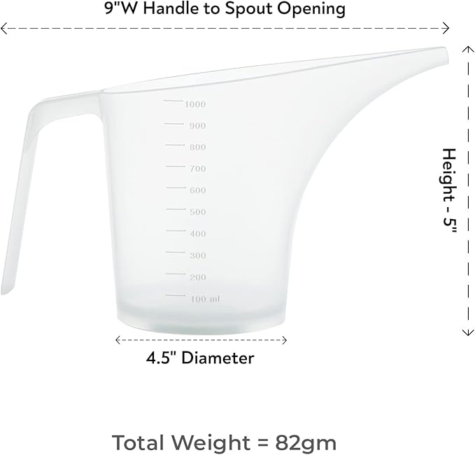 Funnel Pitcher for Soap Making, Large Capacity Easy Pour Container with Long Spout, Soap Making Supplies, Bakeware Mold, Candle, Microwave Safe, 4 Cups, 32 Ounces, 1000 ml - Set of 3