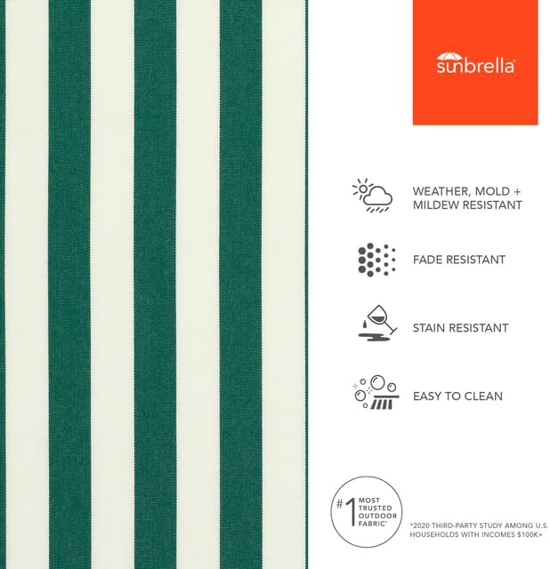 Sunbrella Outdoor Fabric by The Yard | Mason Forest Green (Striped) | Official Sunbrella Seller | Indoor or Outdoor Upholstery Fabric for Chairs, Cushions, Drapery, Pillows, Furniture