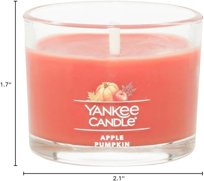 Yankee Candle Signature Votive Mini Candle Jar, Apple Pumpkin Scent, Natural Soy Wax Blend Candle with Natural Fiber Wick, 1.3 OZ Glass Jar (Pack of 6)