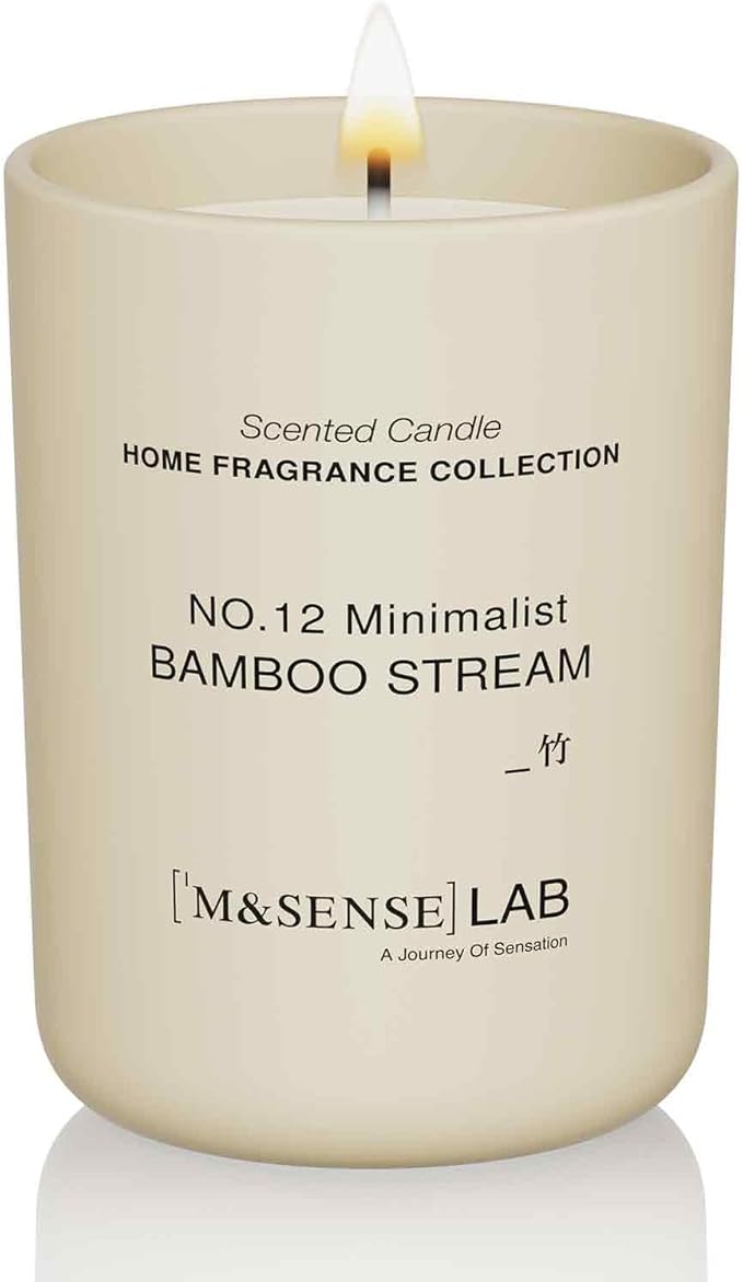 M&SENSE Natural Soy Candle| Bamboo Stream | 8.82 oz, 50H Burn | Spring Scented Candles for Relaxation, Valentines Day Gift, Home Décor | for Bedroom, Office, Party Medium