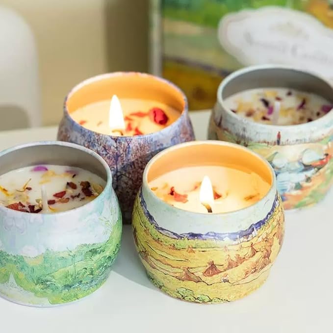 12 Pcs 4oz Candle Tins for Candle Making Empty Candle Tins with Lids Candle Jars Candle Containers Bulk (wicks included)