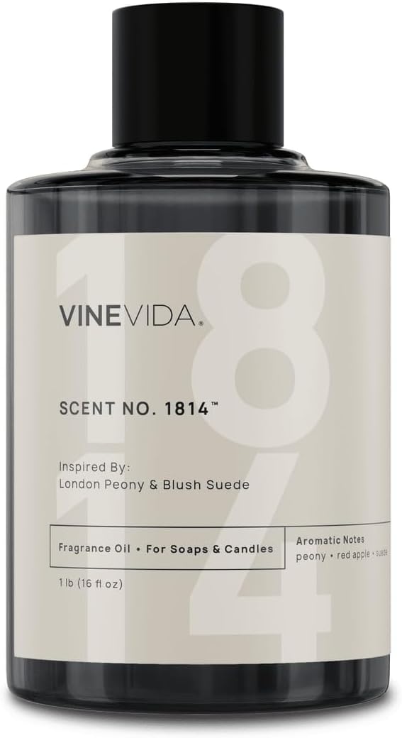 VINEVIDA [16oz] London Peony & Blush Suede Fragrance Oil for Candle Making - Natural Candle Oil Scents - Soap Making Essential Oil - Made in USA