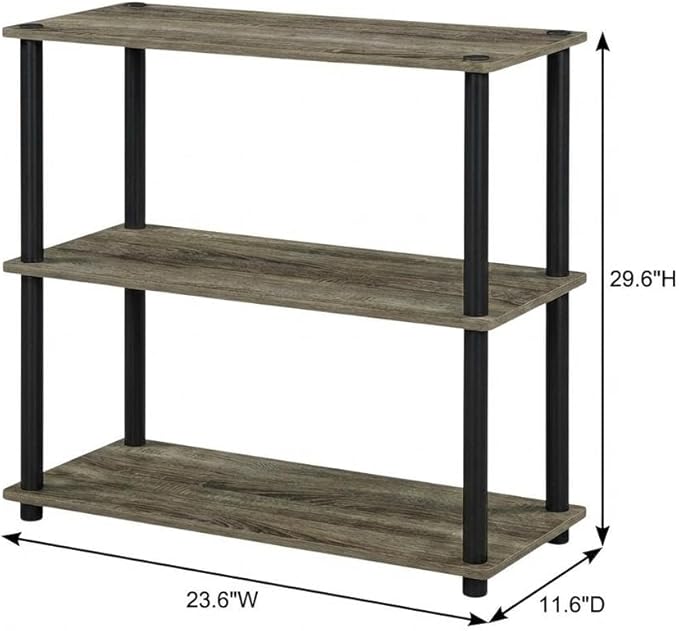 Furnifact French Oak Black Bookcase, Stylish Wood Design, Single piece Construction, Durable and Modern for Home or Office Storage