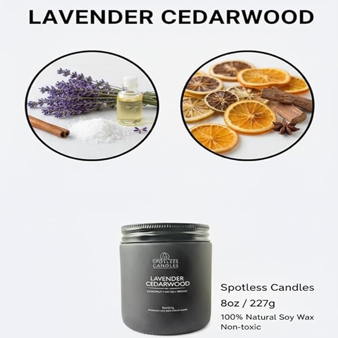 Mens Candle 3 x 8oz Pack Smoked Vanilla Bay Rum and Lavender Cedarwood Scents