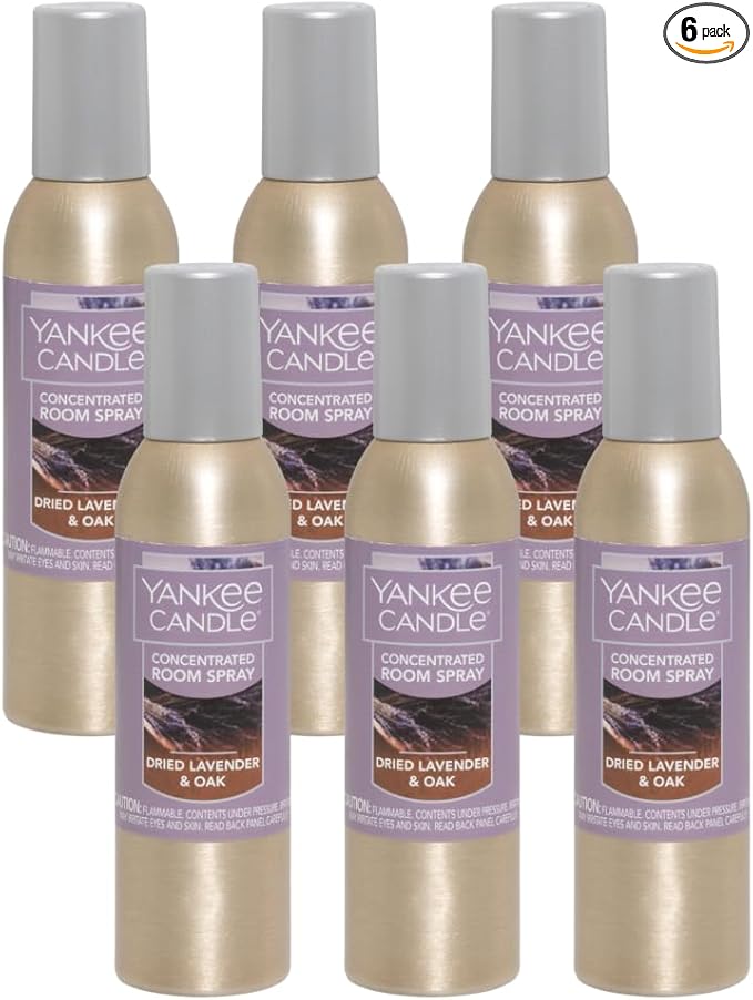 Yankee Candle Concentrated Air Freshener Room Spray, Odor Eliminator for Home, Bathroom, Dried Lavender & Oak, 1.5 Oz (Pack of 6)