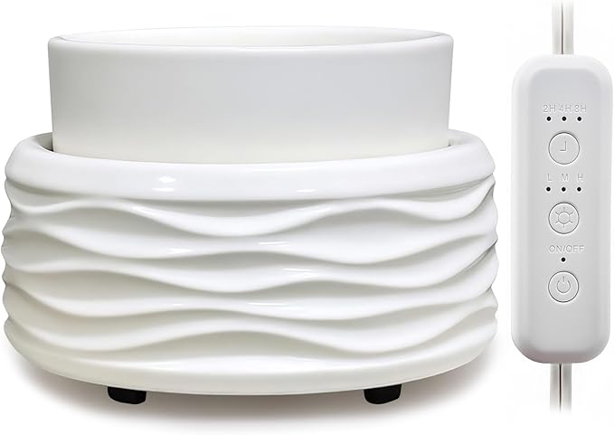 VICTORIA AROMA Ceramic Wax Melt Warmer for Scented Wax, Electric Wax Warmer with Timer, Oil Burner & Candle Melter, Adjustable Heat & Auto Shut-Off, Home Office Decor Gift（White）