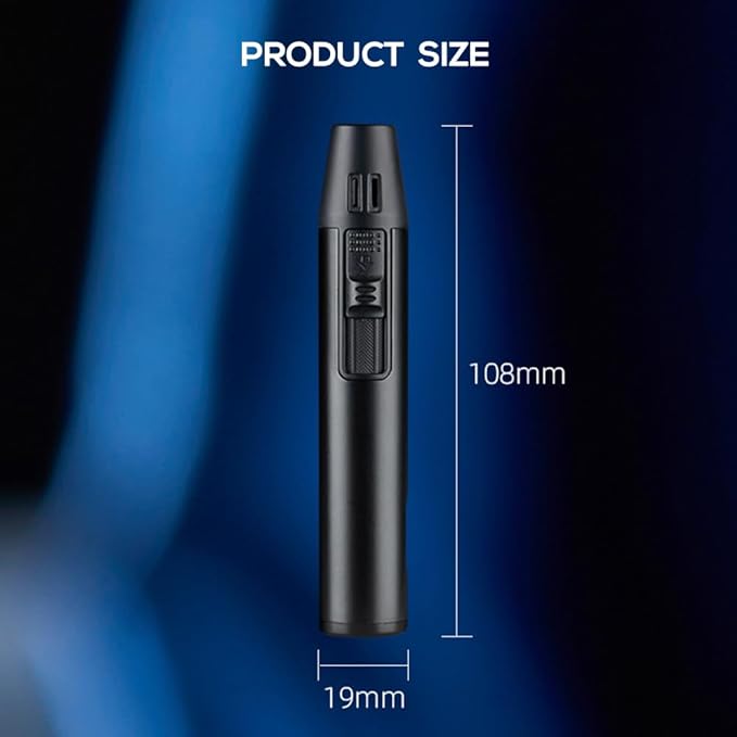 Navpeak Mini Torch Lighter Windproof Jet Blue Flame Lighters Compact Portable with Gas Window Refillable Butane Torch for Candle Craft Outdoor BBQ Grill (Butane Not Included)(Black)
