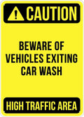 Beware Of Vehicles Exiting Carwash Sign Outdoor Signs Aluminum 12X8 Inch Uv Ink Printed For House And Business
