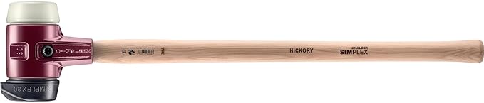 Halder Simplex SledgeHammer 3028.281 – Medium-Hard Rubber Insert, Nylon Insert, Cast Iron Housing with Handle Protection Sleeve, Varnished Wooden Handle, 80mm, 7.6 lbs.