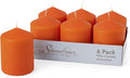 Stonebriar Unscented Pillar Candles – 35 Hour Burn Time, Long-Lasting Wax Candles for Weddings, Holidays, Home Décor & Special Events, Pack of 6, Orange, 3" x 4"
