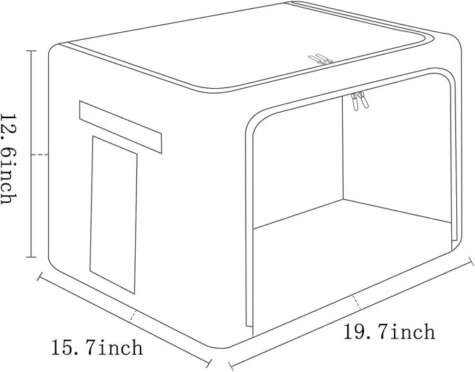 FHSQX 2 Pack Clear Window Storage Bins Large Foldable Fabric Storage Bins Boxes for Clothes Stackable Organizer Set with Carrying Handles19.7X 15.7X 12.6 Inches