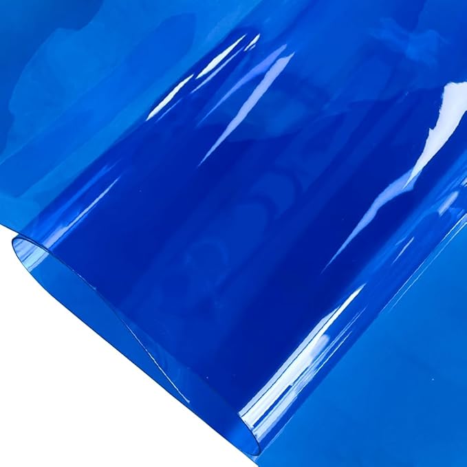 ONEART | Blue Transparent Leather Vinyl, 30 Gauge Solid Color See-Through Waterproof Jelly Faux Leather for Women DIY Handbags Tote, 12" x 48"