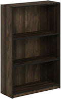 Furnifact Walnut 3-Tier Adjustable Shelf Bookcase, Durable Wood, Versatile Storage, Stylish, Ideal for Home or Office