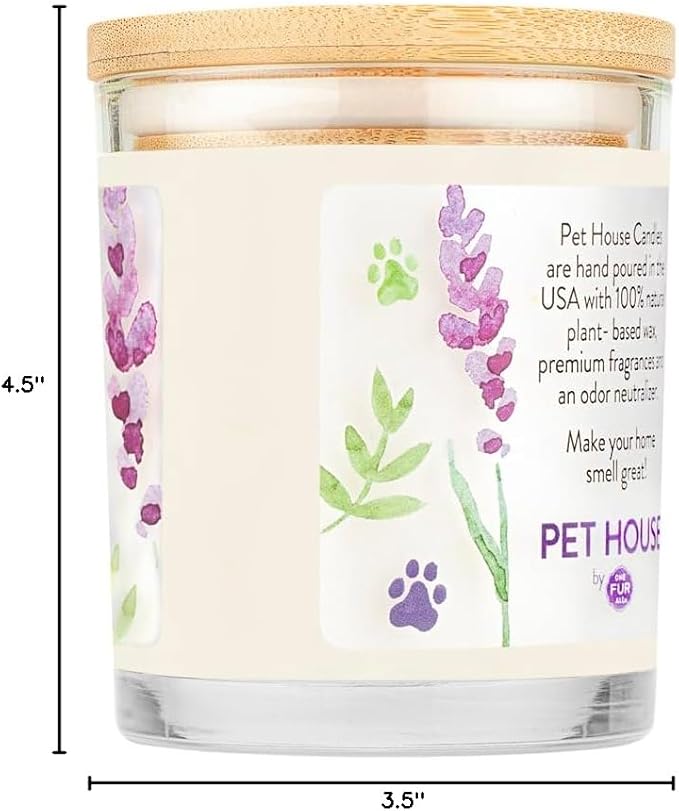 Pet House Lavender Candle Clean Burning, Long Lasting Pet Odor Candle for Home - Lavender Green Tea