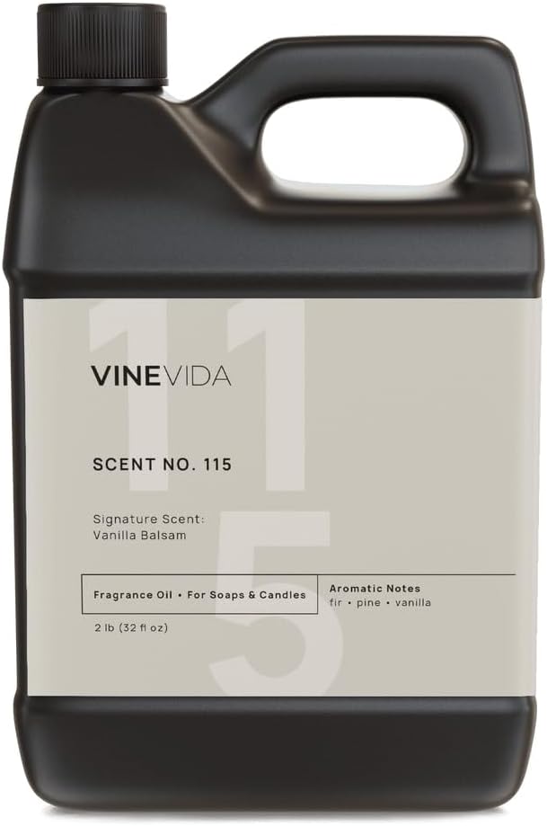 VINEVIDA Scent NO. 115 Fragrance Oil - 32oz (2lbs) - Signature Scent: Vanilla Balsam Fragrance Oil for Candle Making - Made in USA Candle Scents Scents for Soap Making